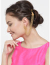 YouBella Gold-Toned  Off-White Teardrop Shaped Studs with Ear Chains